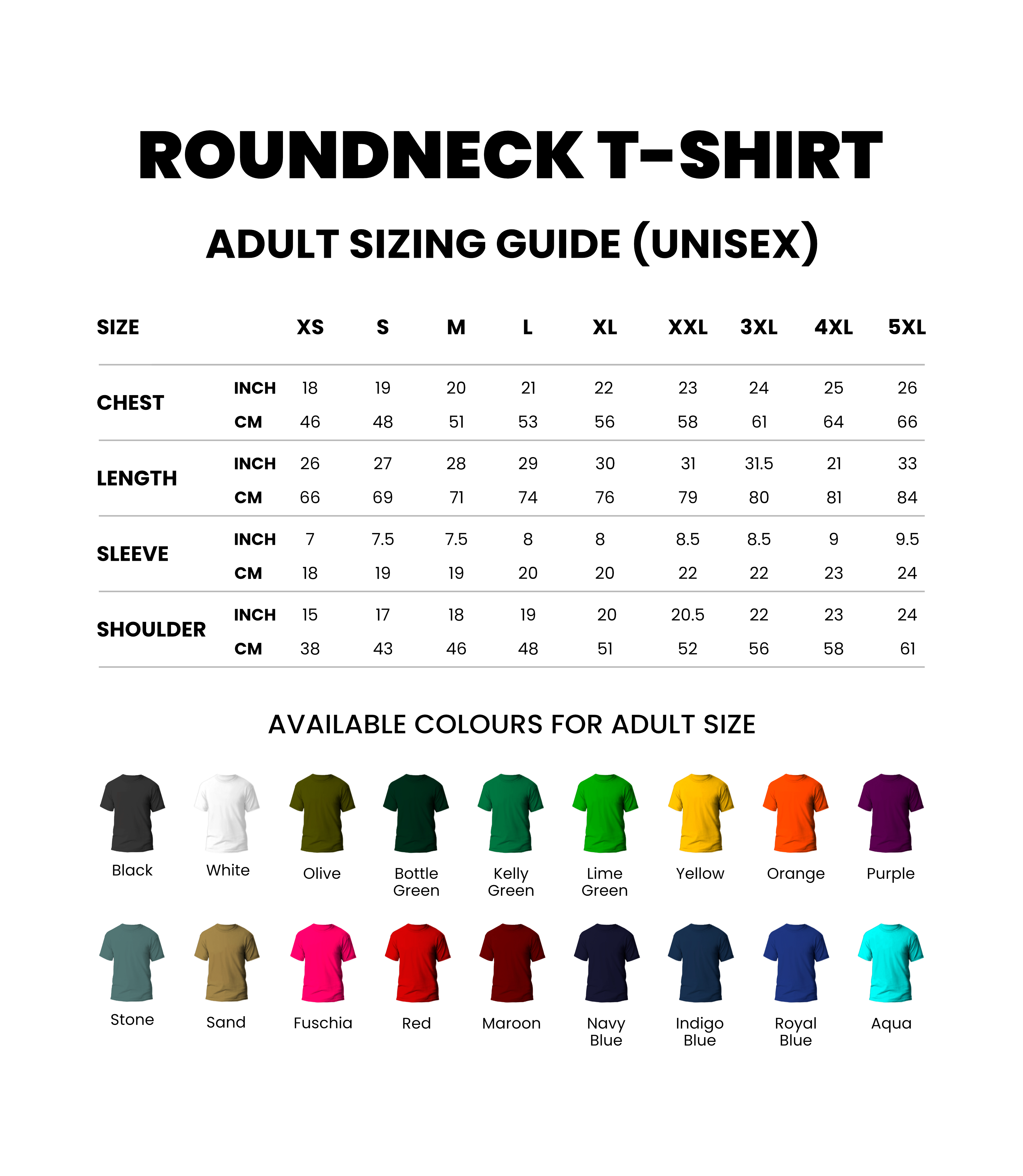 Roundneck Sizes
