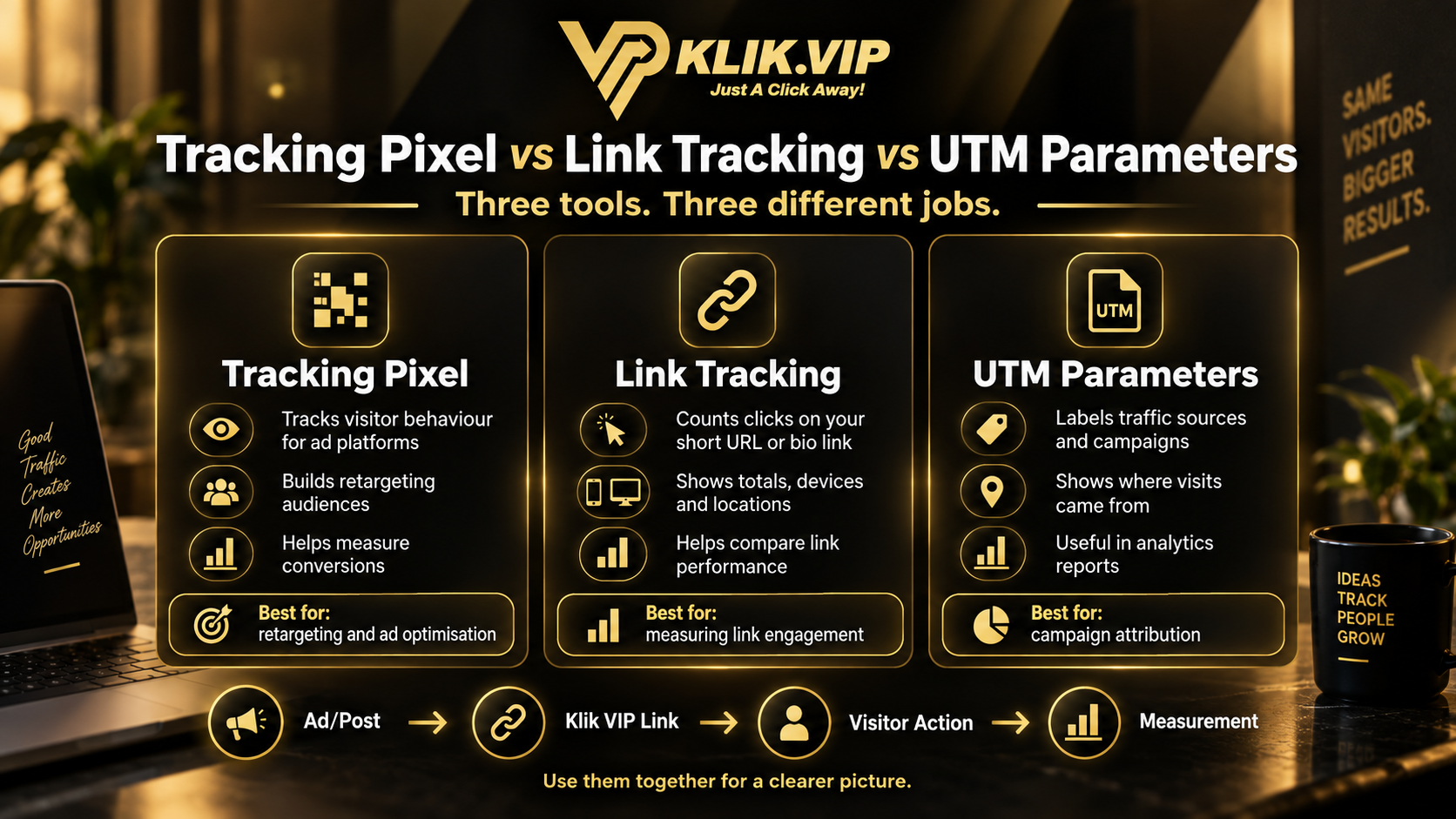 Comparison of tracking pixels, link tracking and UTM parameters